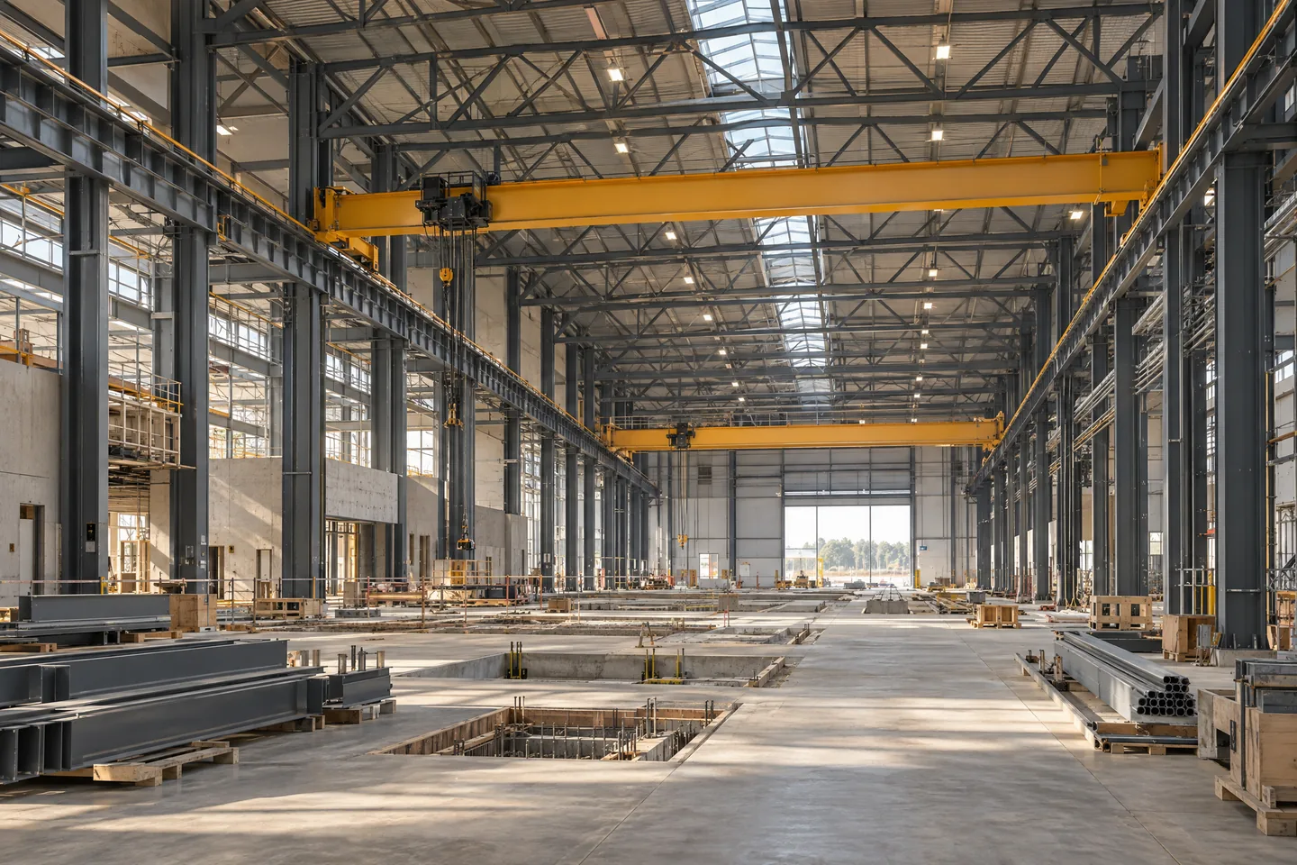 Illustrative factory steel frame, not a WASS project